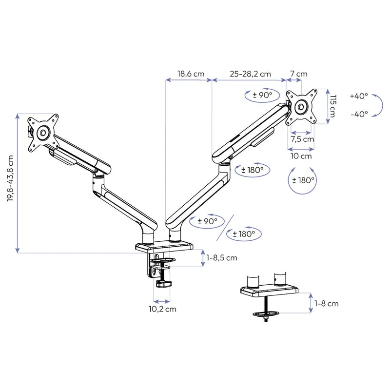 Braço Articulado para Monitor Elements Aice Duplo